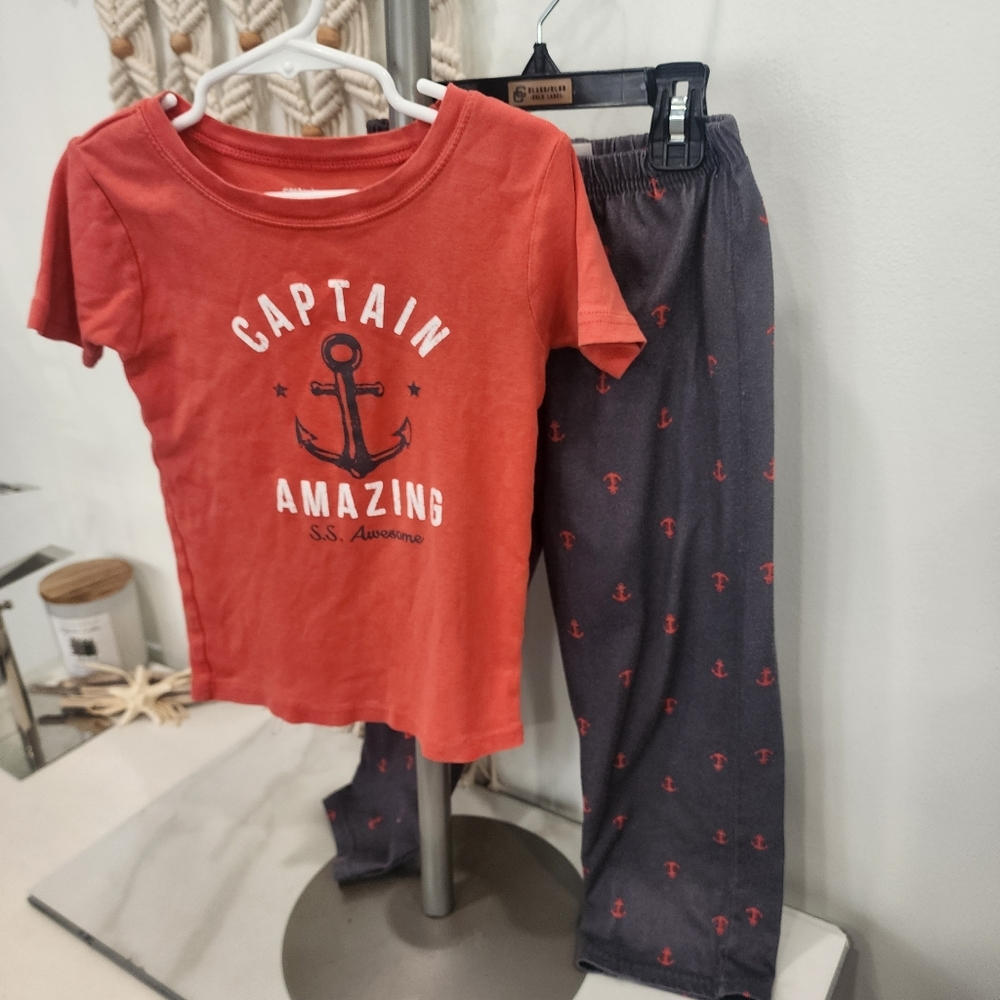 [ Carter's] size 6, boys coral and gray pajama set- " captain awesome "⚓️🔱 - Picture 5 of 13